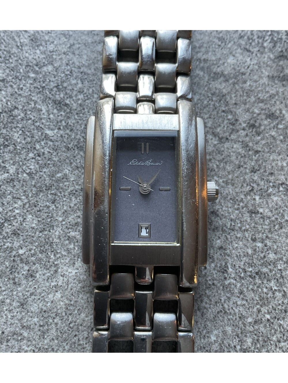 Vintage Eddie Bauer Women’s Tank Style Watch 18mm Stainless Steel Case/Band A12